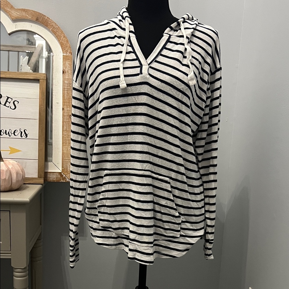 Market & Spruce navy and White Striped V-Neck Sweater Stitch Fix